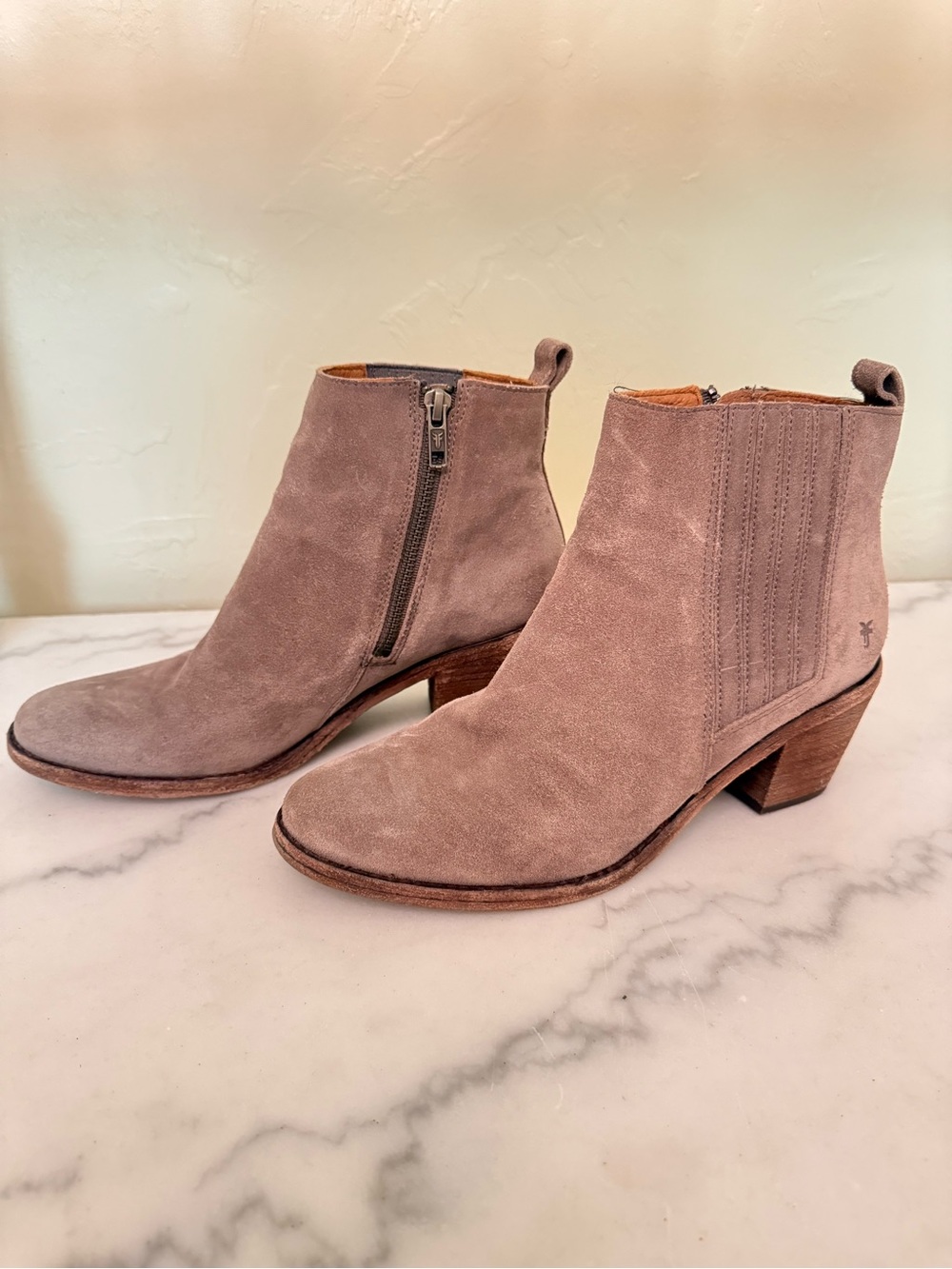 Frye Taupe Suede Ankle Boots size 9
